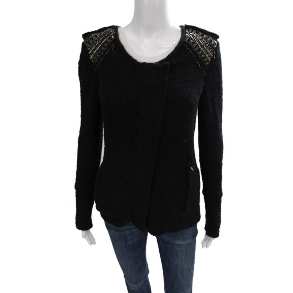 Jamison Womens Black Zip Jacket Gothic Cotton Blend Size M